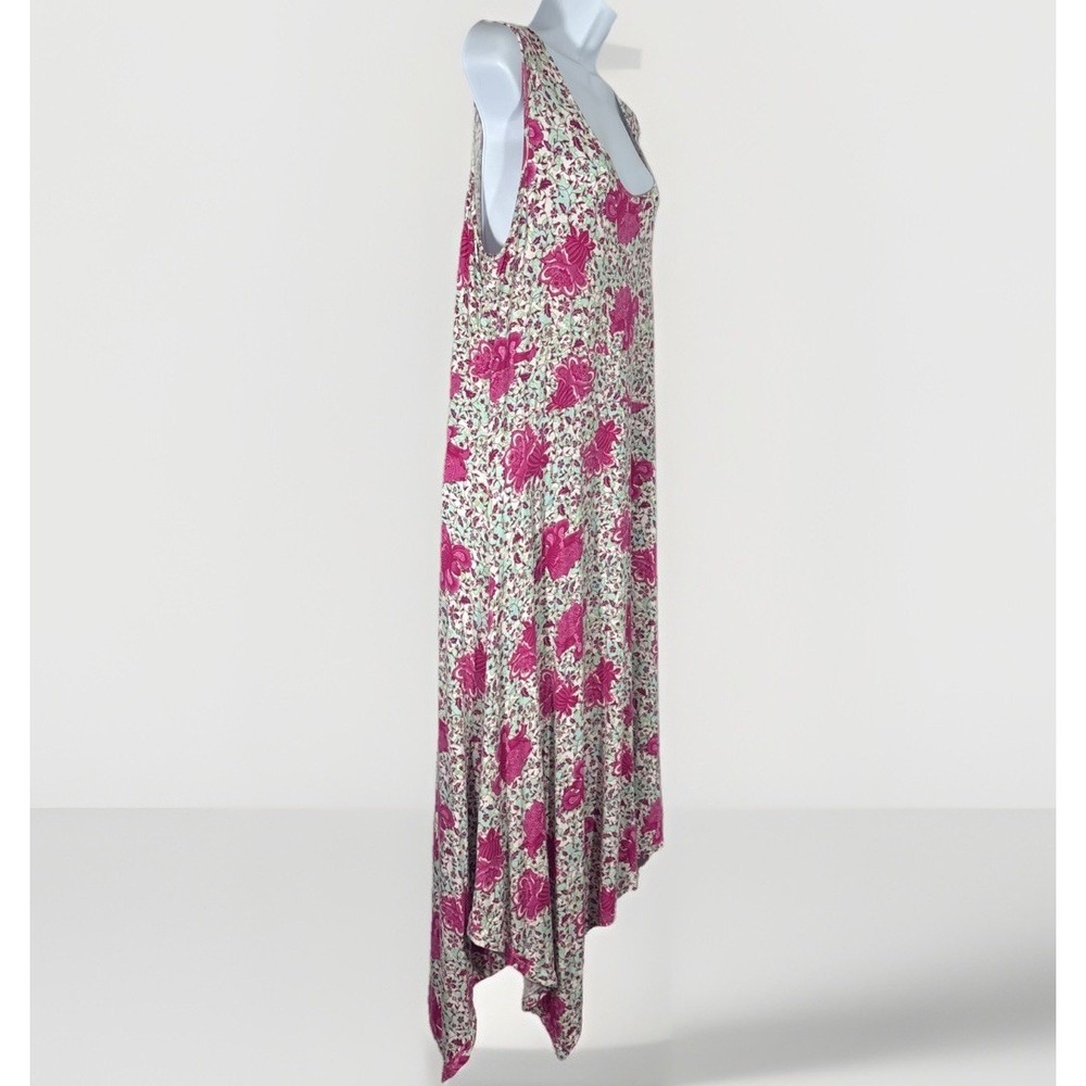 VTG Y2K Pineapple Moon Pink Floral Asymmetrical Midi Dress XXL GUC See Last‎ Pic
